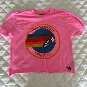Pink aviator Nation boyfriend t shirt